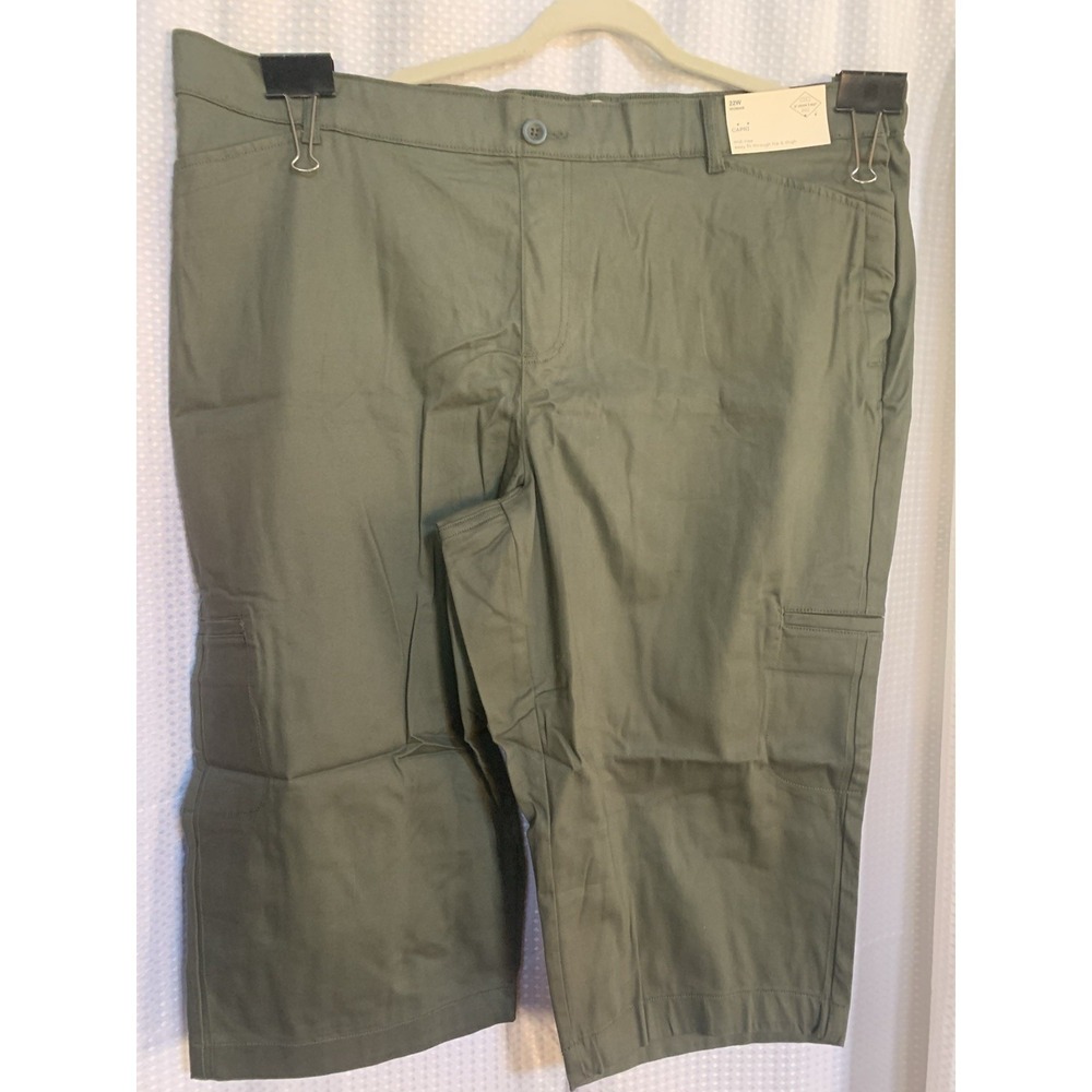 St John's Bay Womens‎ 20 Adaptive Capris Oregano Mid rise Easy For Hip And Thigh